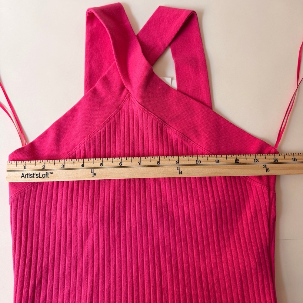 Zara Fuchsia Cross-Front Ribbed Crop Top - Picture 6 of 8